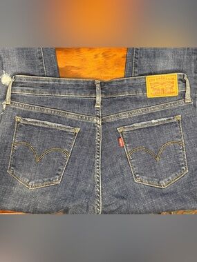 Levi's 711 Skinny Dark Blue Distressed Denim Jeans